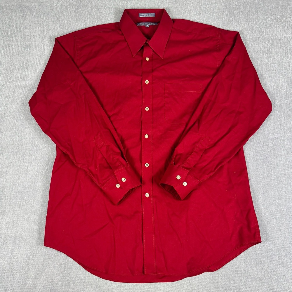 Falcon‎ Bay Dress Shirt Single Needle Tailoring Long Sleeve Mens 16 34/35 Red